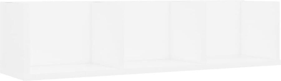 VidaXL Cd-wandschap 75x18x18 cm Bewerkt hout Wit Cd Kast Dvd Kast Cd Rek Dvd Rek Opbergkast