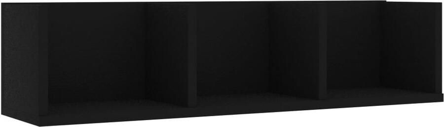 VidaXL Cd-wandschap 75x18x18 cm Zwart Hout Cd Kast Cd Rek Dvd Kast Dvd Rek Opbergkast