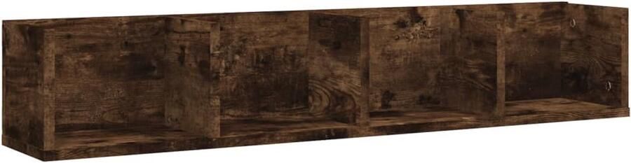 VidaXL CD-wandschap Gerookt Eiken 100x18x18 cm CD-rek Wandenplank Houten Plank Opbergkast Muziekbladers