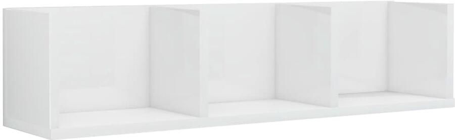 VidaXL Cd-wandschap hoogglans wit 75x18x18 cm Cd Kast Dvd Kast Cd Rek Dvd Rek Opbergkast