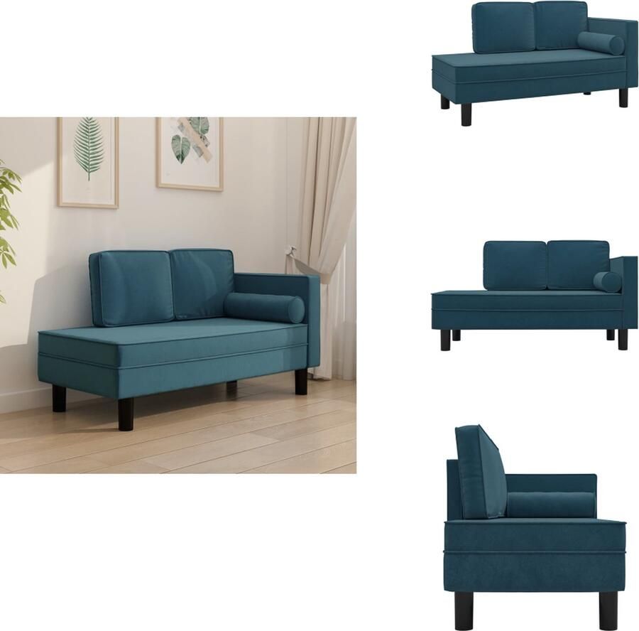VidaXL Chaise Longue Chaise Longues Chaise Longue Stoel Chaise Longue Bank Chaise longue met kussens en bolster fluweel blauw
