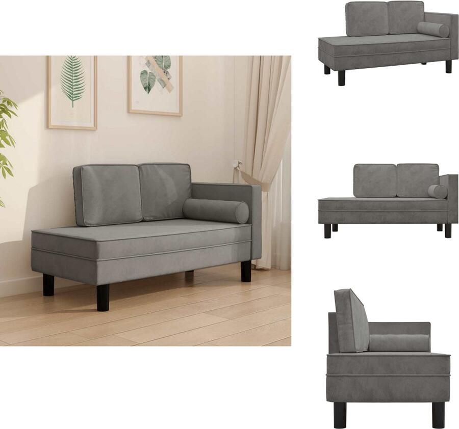 VidaXL Chaise Longue Chaise Longues Chaise Longue Stoel Chaise Longue Bank Chaise longue met kussens en bolster fluweel lichtgrijs
