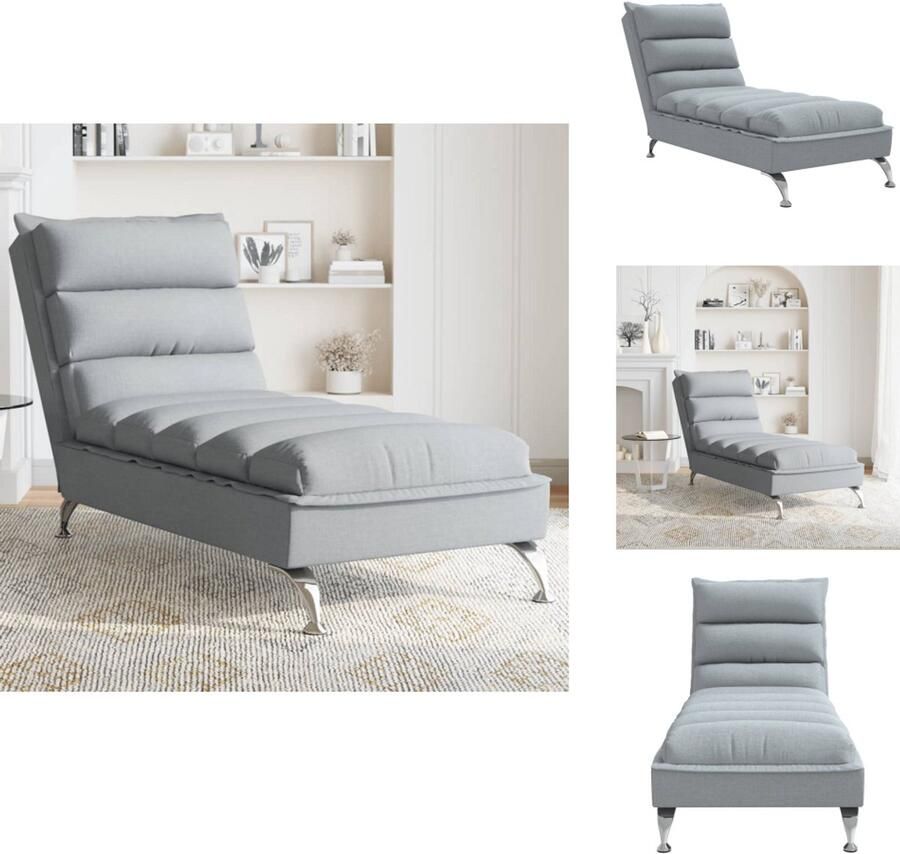 VidaXL Chaise Longue Chaise Longues Chaise Longue Stoel Chaise Longue Bank Chaise longue met kussens stof lichtgrijs