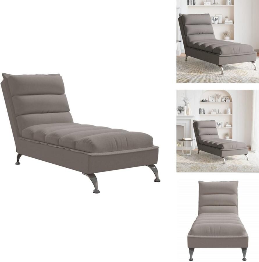 VidaXL Chaise Longue Chaise Longues Chaise Longue Stoel Chaise Longue Bank Chaise longue met kussens stof taupe