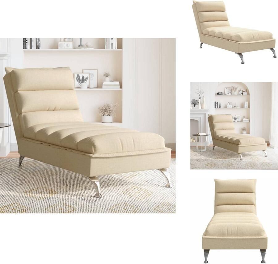 VidaXL Chaise Longue Chaise Longues Chaise Longue Stoel Chaise Longue Bank Chaise longue met kussens stof crèmekleurig