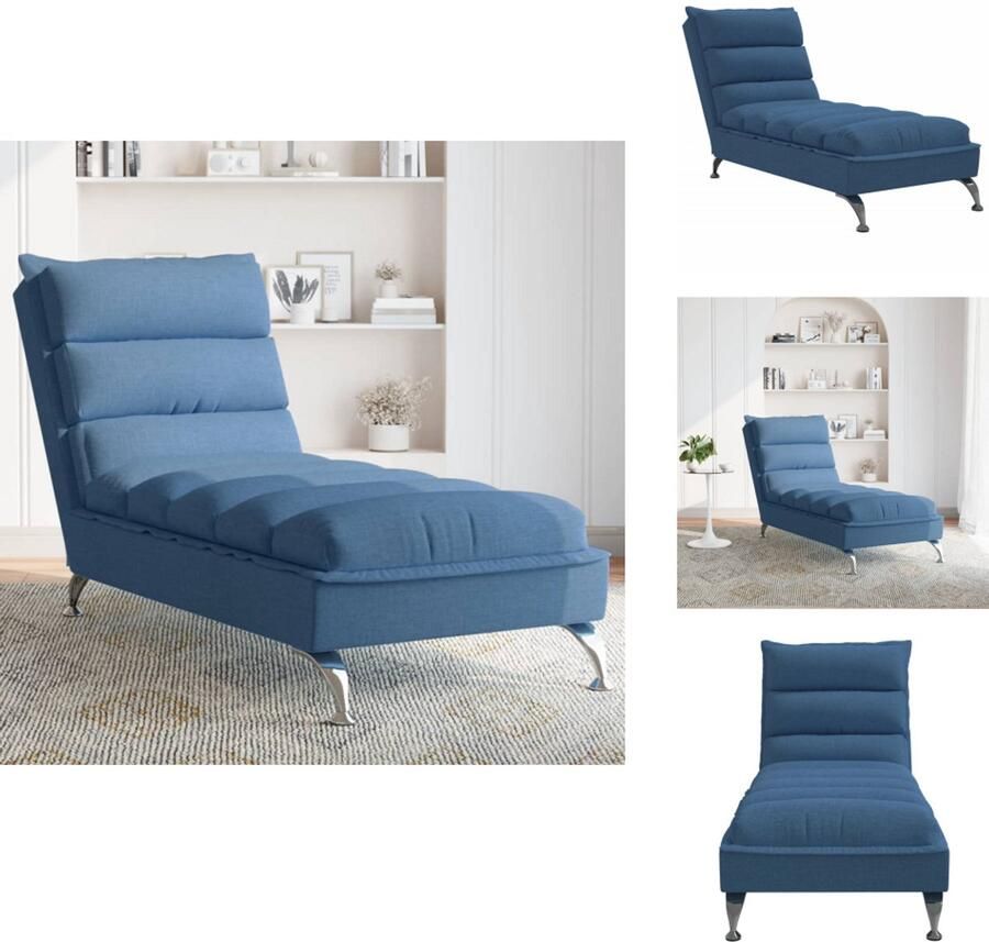 VidaXL Chaise Longue Chaise Longues Chaise Longue Stoel Chaise Longue Bank Chaise longue met kussens stof blauw