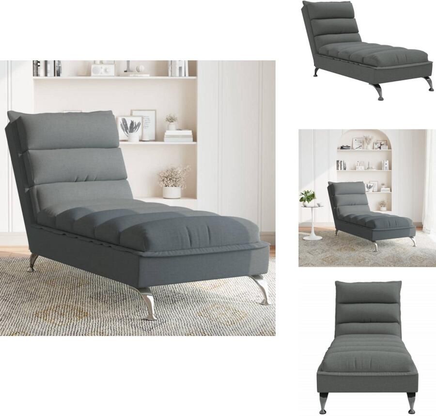 VidaXL Chaise Longue Chaise Longues Chaise Longue Stoel Chaise Longue Bank Chaise longue met kussens stof donkergrijs