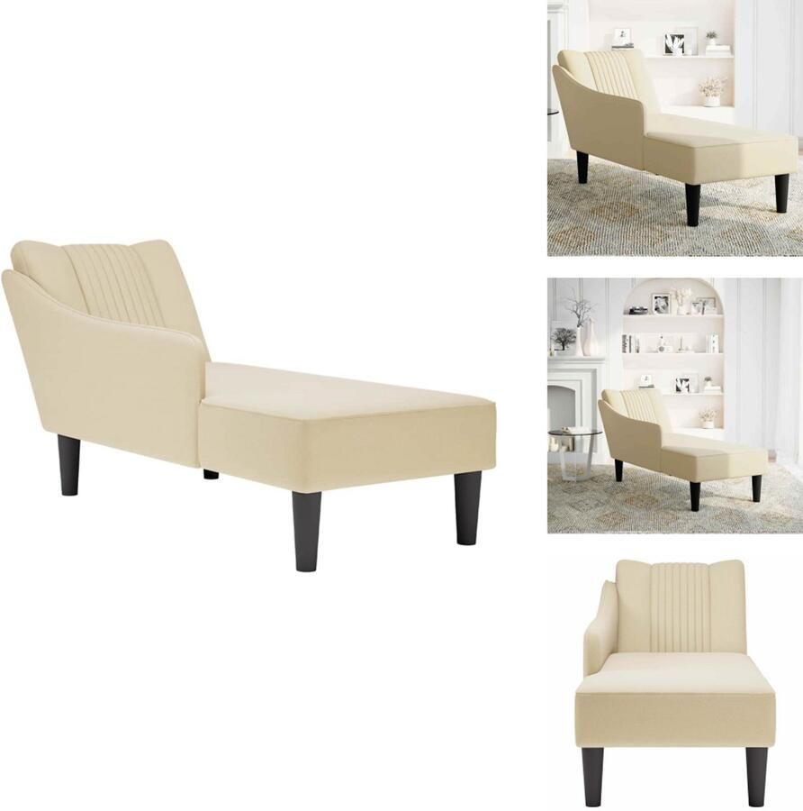 VidaXL Chaise Longue Chaise Longues Chaise Lounge Stoel Chaise Lounge Bank Stoel Chaise longue met rechterarmleuning stof crèmekleurig