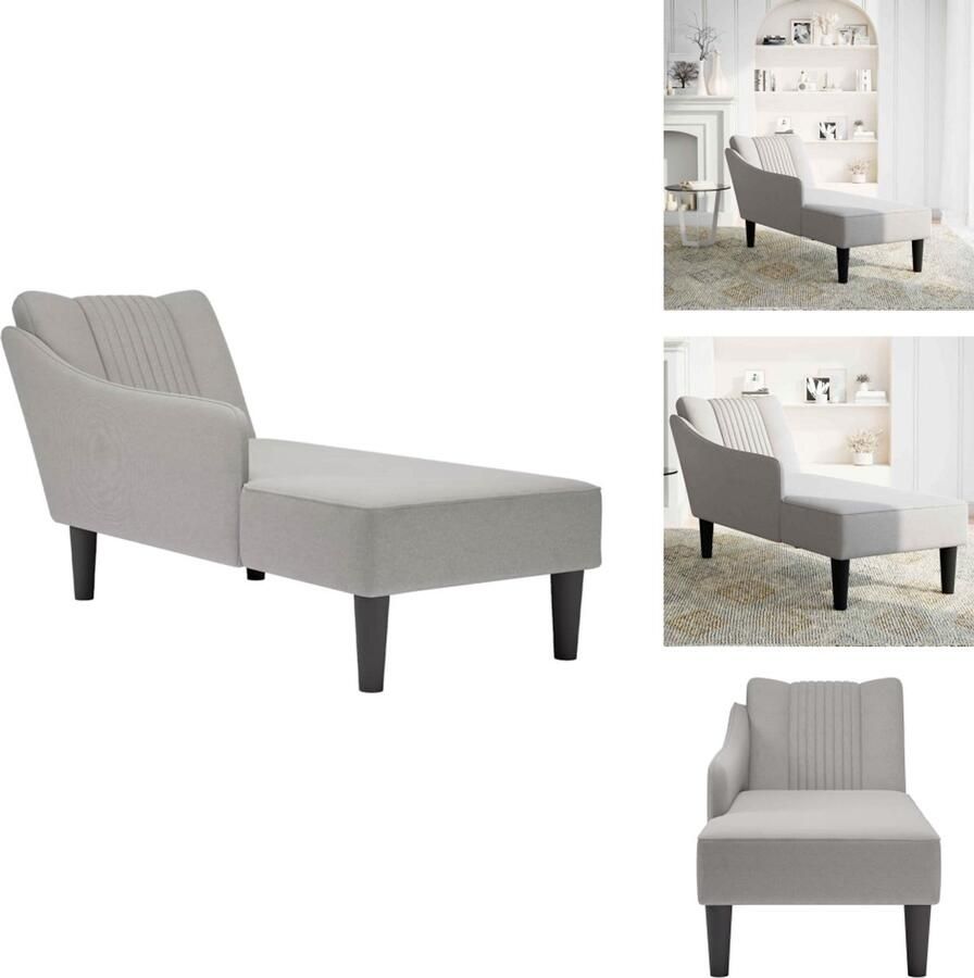 VidaXL Chaise Longue Chaise Longues Chaise Lounge Stoel Chaise Lounge Bank Stoel Chaise longue met rechterarmleuning stof wolk grijs