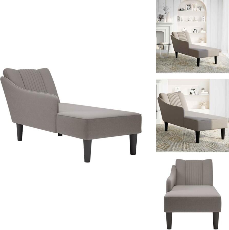 VidaXL Chaise Longue Chaise Longues Chaise Lounge Stoel Chaise Lounge Bank Stoel Chaise longue met rechterarmleuning stof taupe