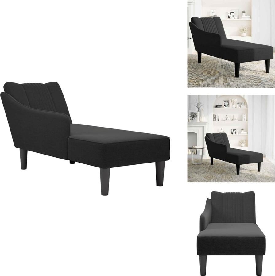 VidaXL Chaise Longue Chaise Longues Chaise Lounge Stoel Chaise Lounge Bank Stoel Chaise longue met rechterarmleuning stof zwart