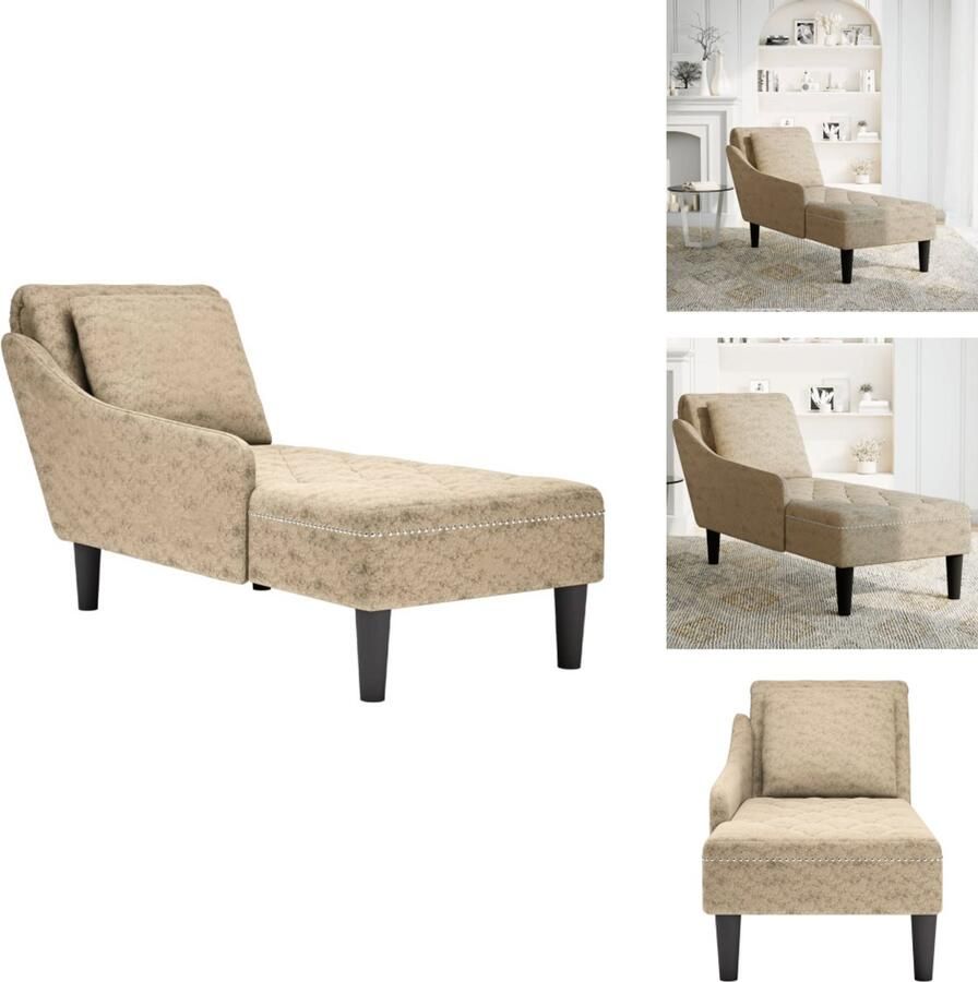 VidaXL Chaise Longue Chaise Longues Chaise Lounge Stoel Chaise Lounge Fauteuil Chaise longue met kussen&rechterarmleuning kunstleer lichtgrijs