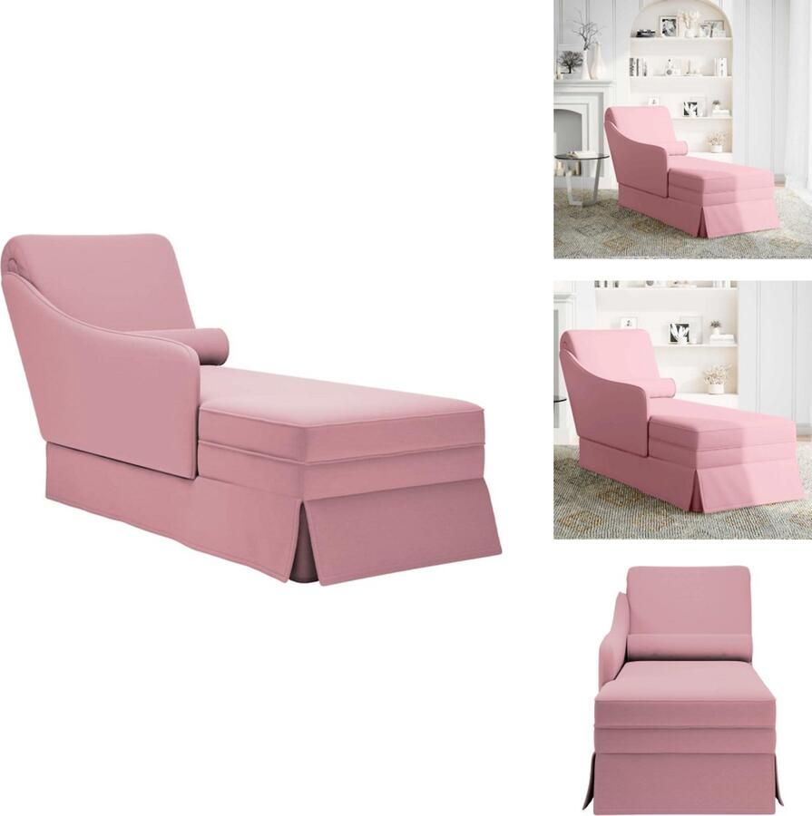 VidaXL Chaise Longue Chaise Longues Chaise Lounge Stoel Chaise Lounge Fauteuil Chaise longue met bolster en rechterarmleuning fluweel roze