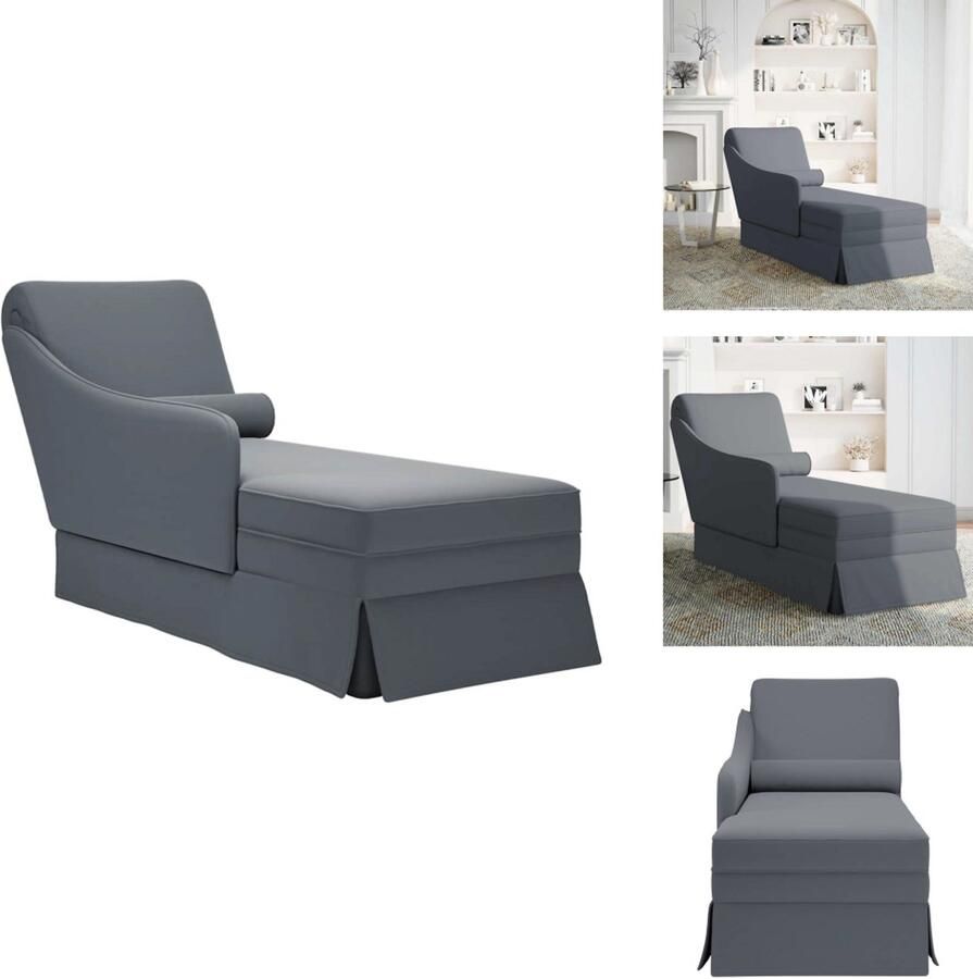 VidaXL Chaise Longue Chaise Longues Chaise Lounge Stoel Chaise Lounge Fauteuil Chaise longue met bolster&rechterarmleuning fluweel donkergrijs