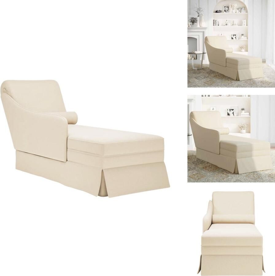 VidaXL Chaise Longue Chaise Longues Chaise Lounge Stoel Chaise Lounge Fauteuil Chaise longue met bolster en rechterarmleuning linnen