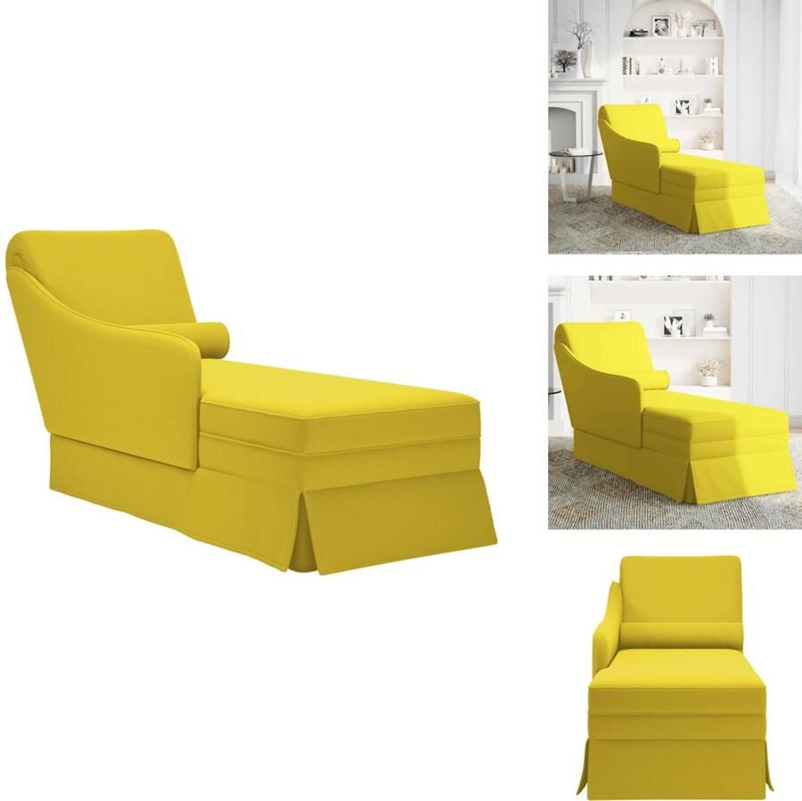 VidaXL Chaise Longue Chaise Longues Chaise Lounge Stoel Chaise Lounge Fauteuil Chaise longue met bolster en rechterarmleuning fluweel geel