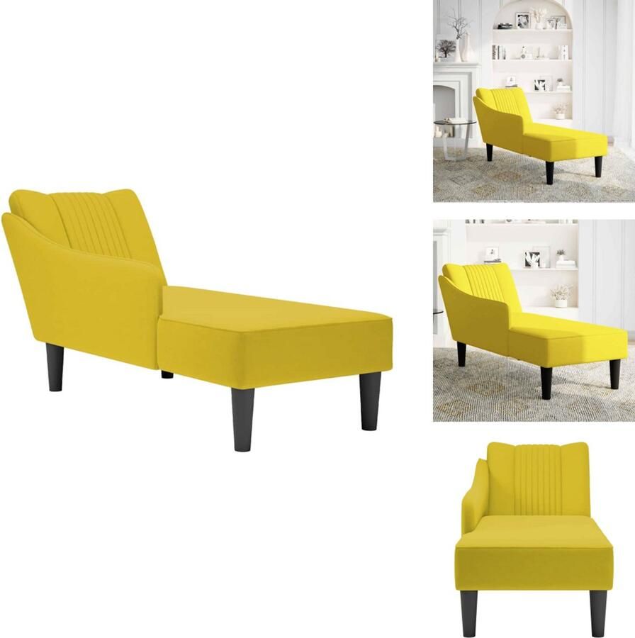 VidaXL Chaise Longue Chaise Longues Chaise Lounge Stoel Chaise Lounge Fauteuil Chaise longue met rechterarmleuning fluweel geel