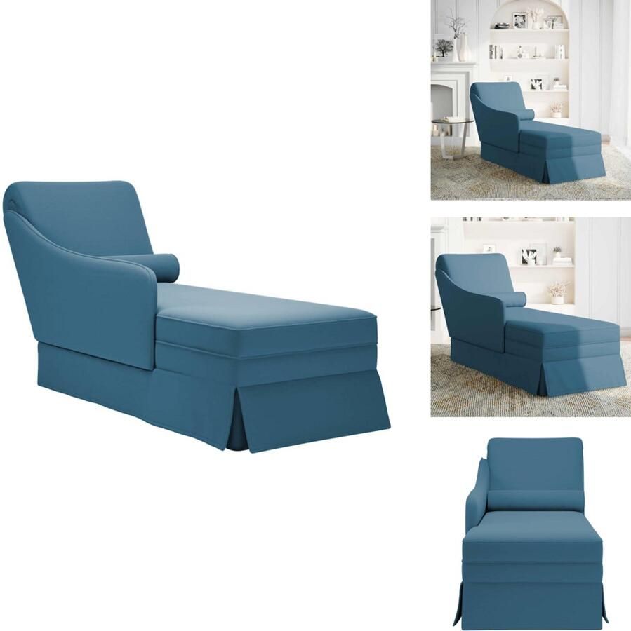 VidaXL Chaise Longue Chaise Longues Chaise Lounge Stoel Chaise Lounge Fauteuil Chaise longue met bolster en rechterarmleuning fluweel blauw