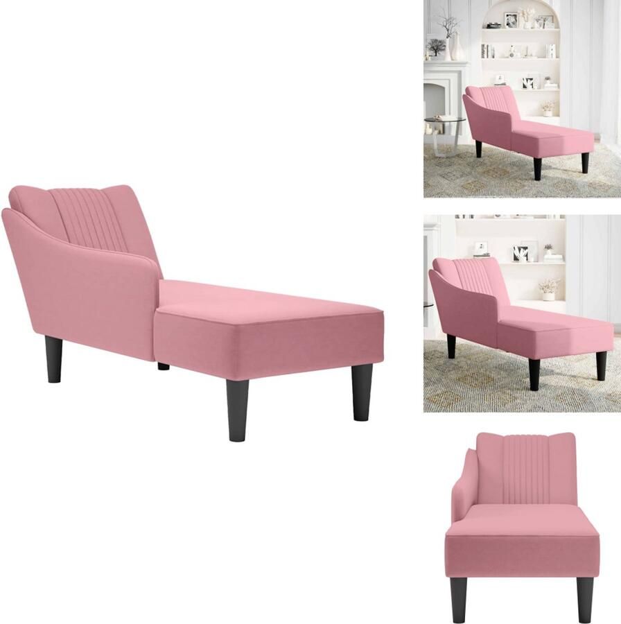 VidaXL Chaise Longue Chaise Longues Chaise Lounge Stoel Chaise Lounge Fauteuil Chaise longue met rechterarmleuning fluweel roze