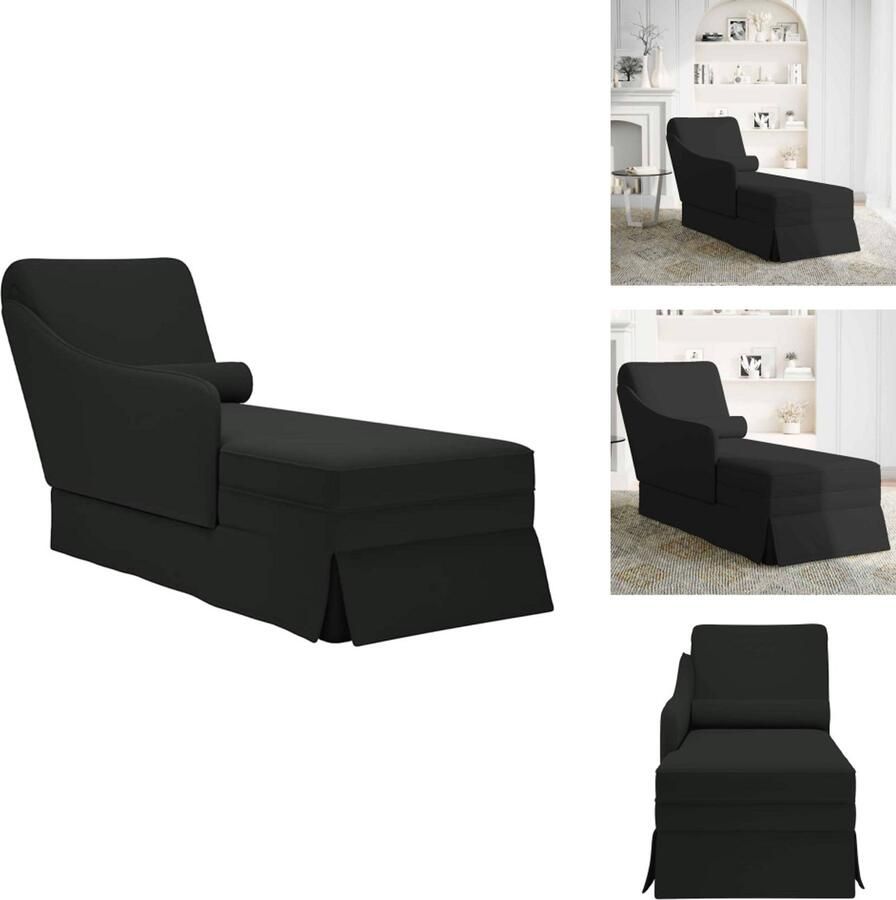 VidaXL Chaise Longue Chaise Longues Chaise Lounge Stoel Chaise Lounge Fauteuil Chaise longue met bolster en rechterarmleuning fluweel zwart