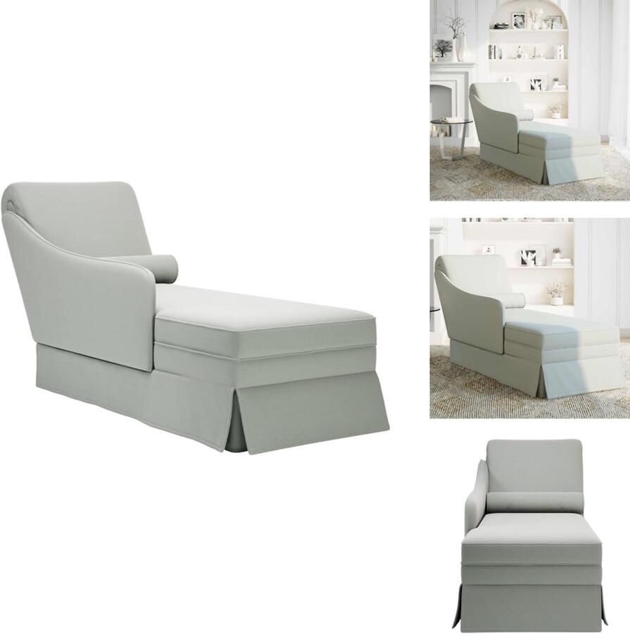 VidaXL Chaise Longue Chaise Longues Chaise Lounge Stoel Chaise Lounge Fauteuil Chaise longue met bolster&rechterarmleuning fluweel lichtgrijs