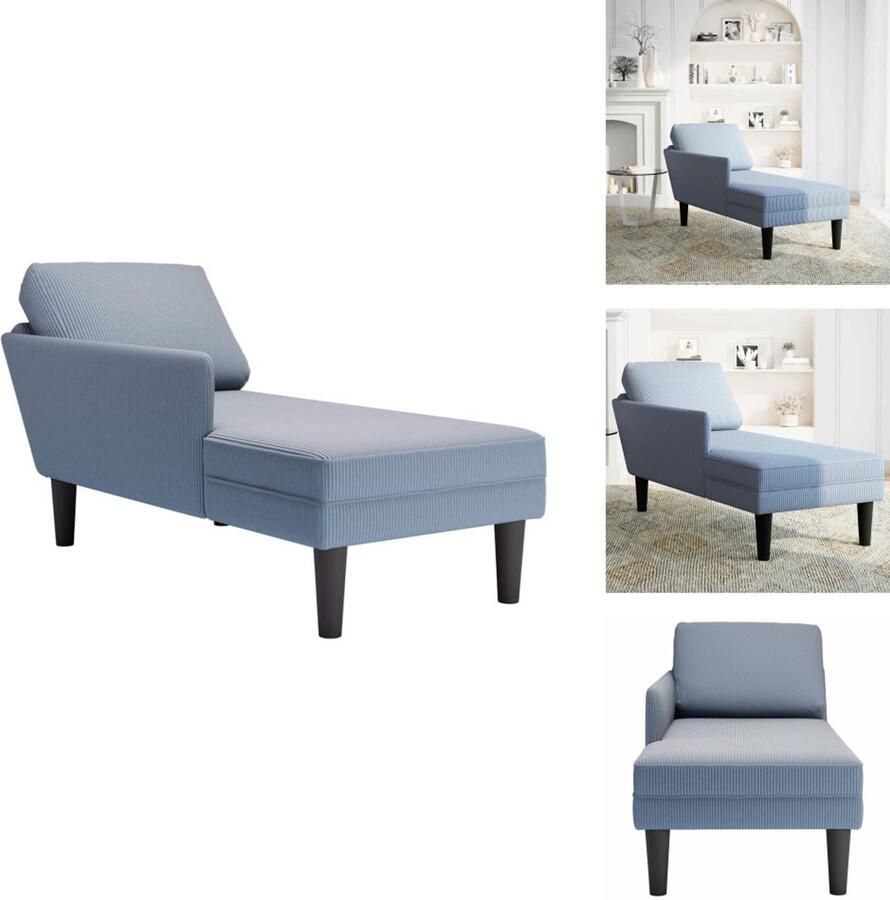 VidaXL Chaise Longue Chaise Longues Chaise Lounge Stoel Chaise Lounge Fauteuil Chaise longue met kussen corduroy stof blauw
