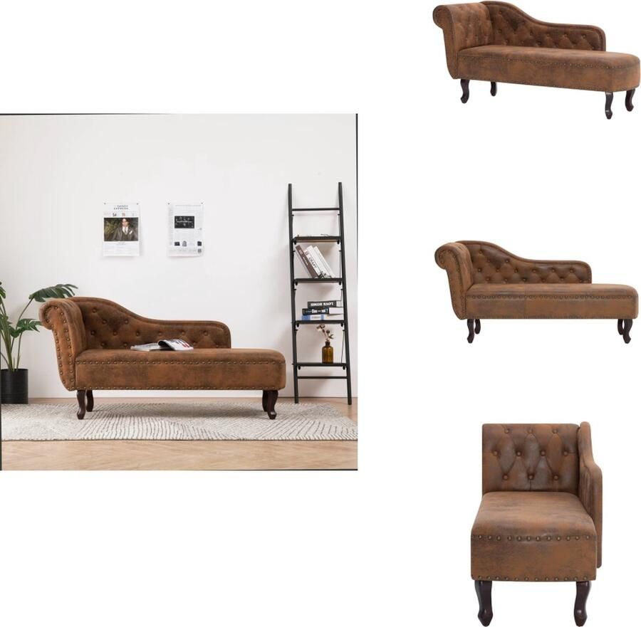 VidaXL Chaise Longue Chaise Longues Ligstoel Ligstoelen Chaise longue kunstsuède bruin