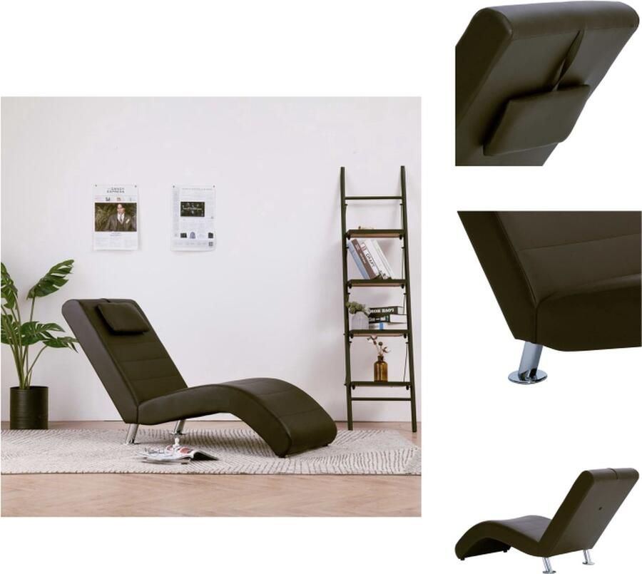VidaXL Chaise Longue Chaise Longues Ligstoel Ligstoelen Chaise longue met kussen kunstleer bruin