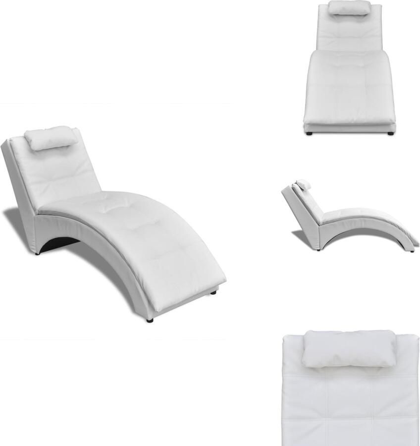 VidaXL Chaise Longue Chaise Longues Ligstoel Ligstoelen Chaise longue met kussen kunstleer wit