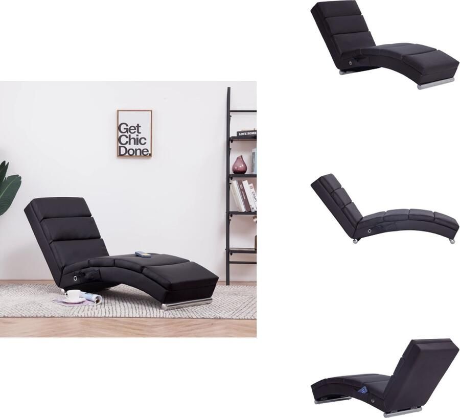 VidaXL Chaise Longue Chaise Longues Ligstoel Ligstoelen Massage chaise longue kunstleer bruin