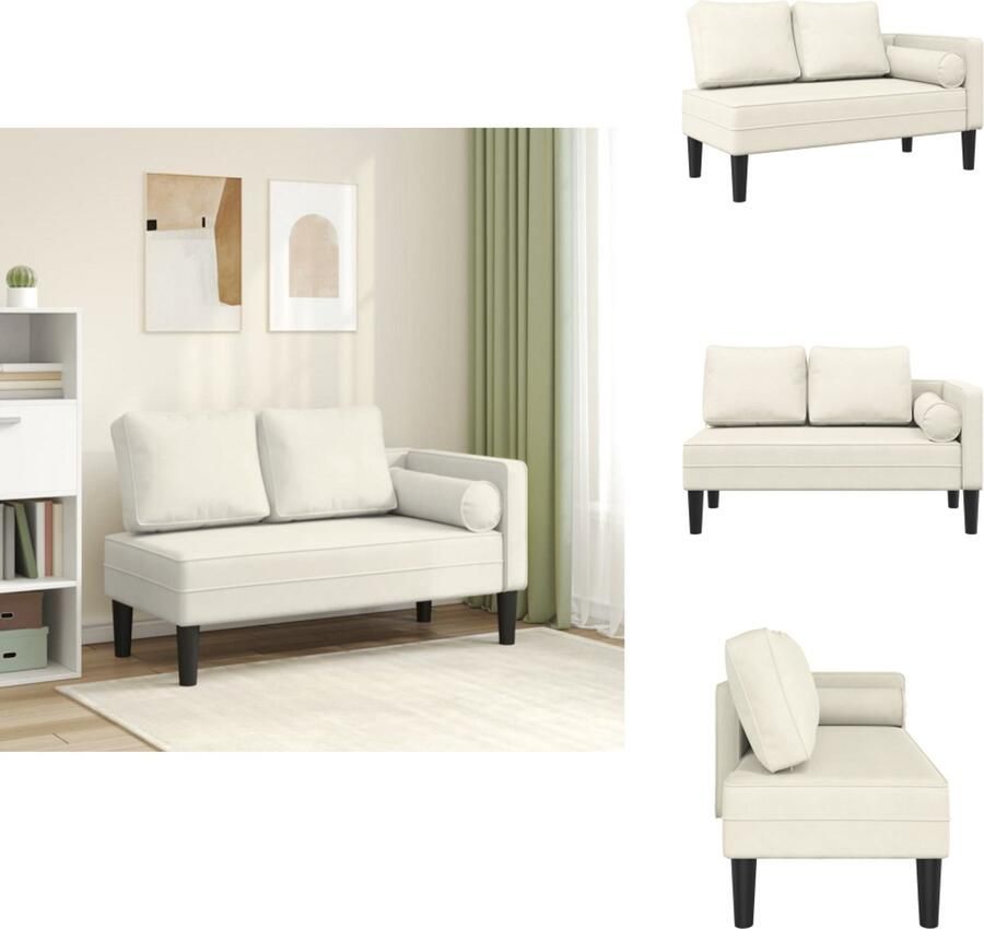 VidaXL Chaise Longue Chaise Longues Loungebank Divan Chaise longue met kussens fluweel crèmekleurig
