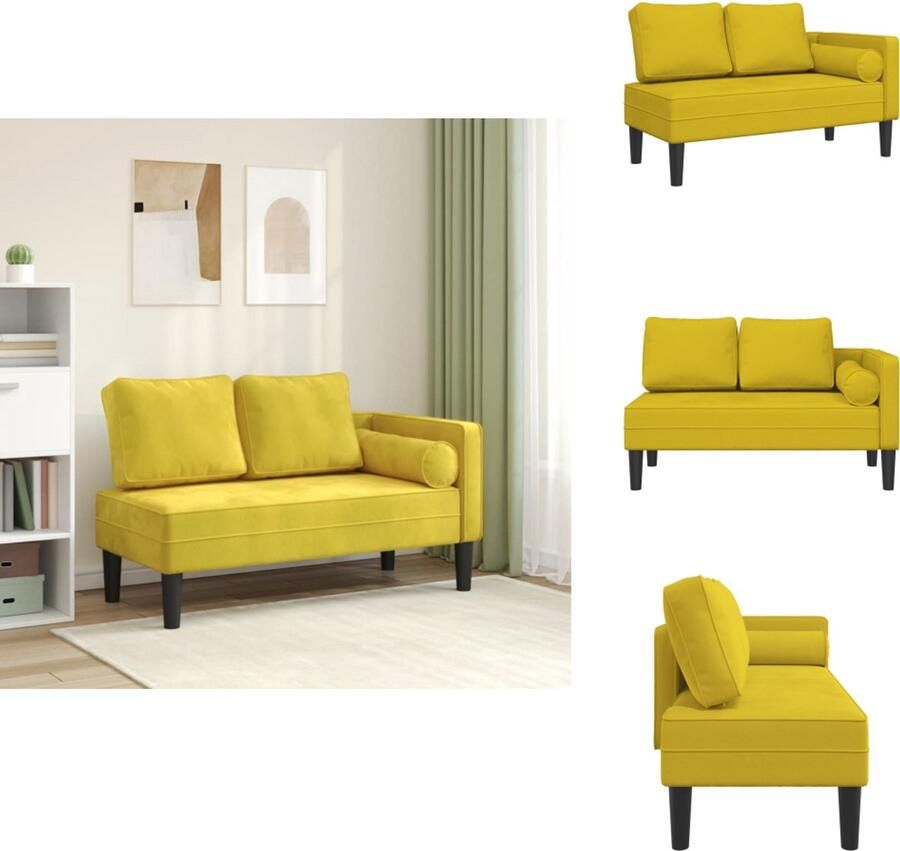 VidaXL Chaise Longue Chaise Longues Loungebank Divan Chaise longue met kussens fluweel geel