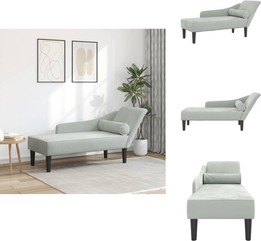 VidaXL Chaise Longue Chaise Longues Loungebank Divan Chaise longue met kussens fluweel lichtgrijs