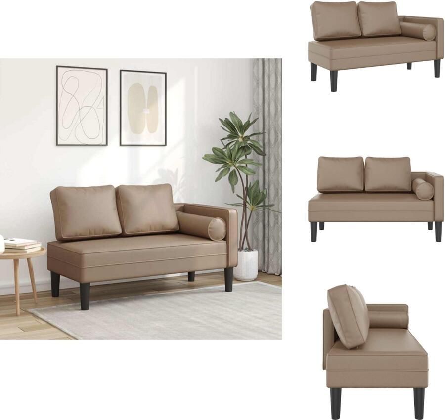 VidaXL Chaise Longue Chaise Longues Loungebank Divan Chaise longue met kussens kunstleer cappuccino