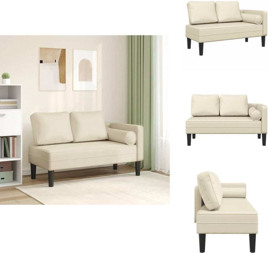 VidaXL Chaise Longue Chaise Longues Loungebank Divan Chaise longue met kussens kunstleer crème