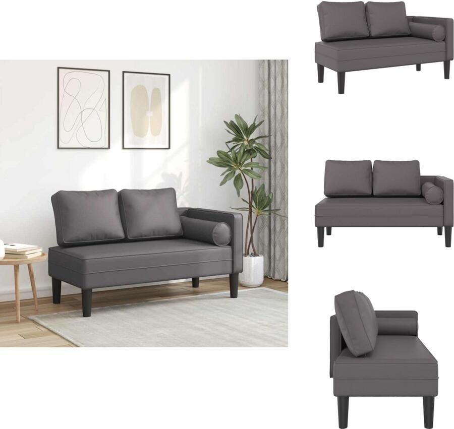 VidaXL Chaise Longue Chaise Longues Loungebank Divan Chaise longue met kussens kunstleer grijs