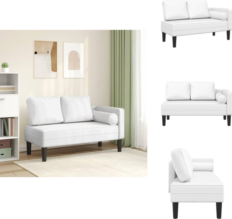 VidaXL Chaise Longue Chaise Longues Loungebank Divan Chaise longue met kussens kunstleer wit