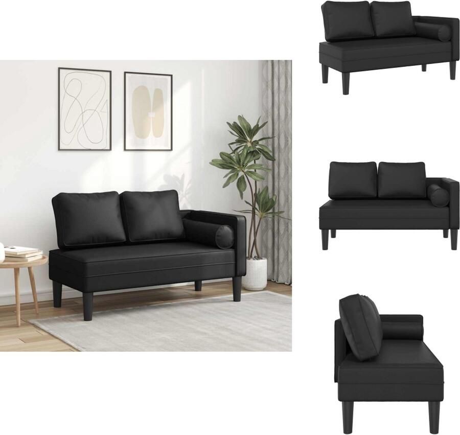 VidaXL Chaise Longue Chaise Longues Loungebank Divan Chaise longue met kussens kunstleer zwart