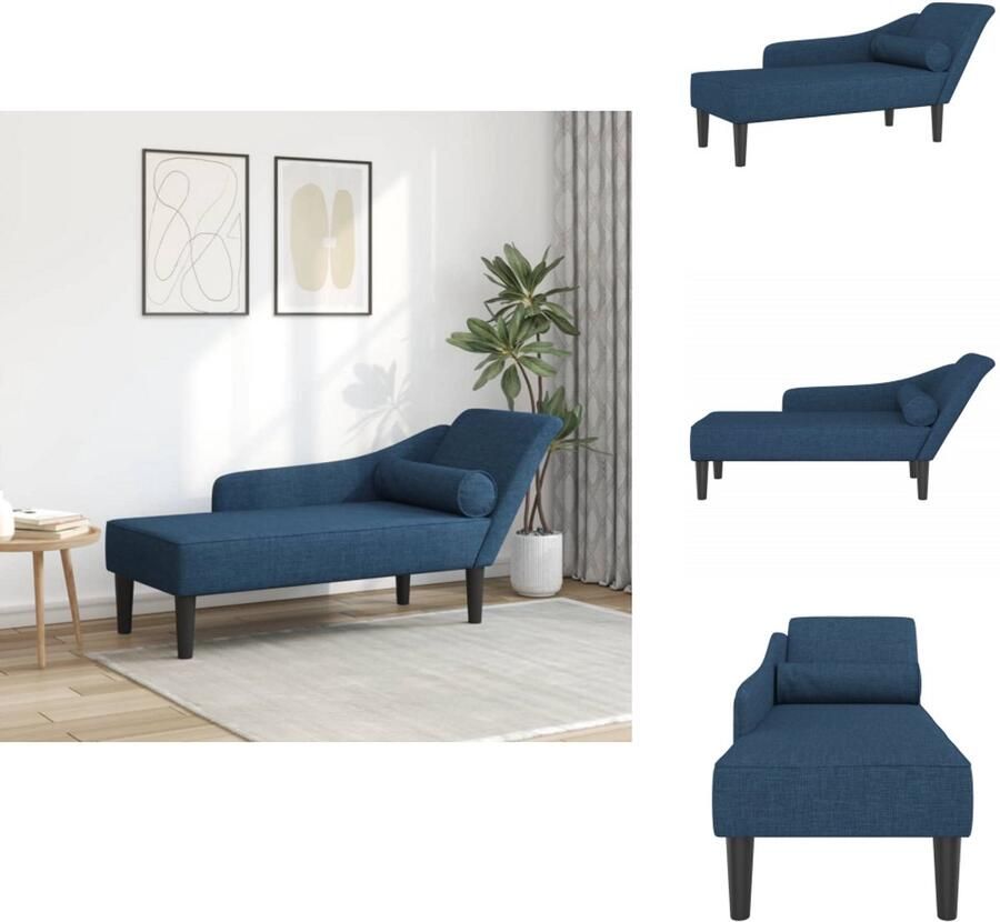 VidaXL Chaise Longue Chaise Longues Loungebank Divan Chaise longue met kussens stof blauw