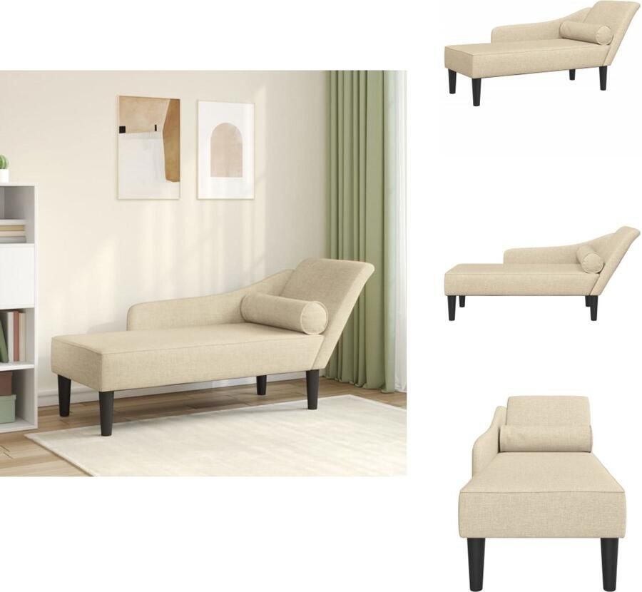 VidaXL Chaise Longue Chaise Longues Loungebank Divan Chaise longue met kussens stof crèmekleurig