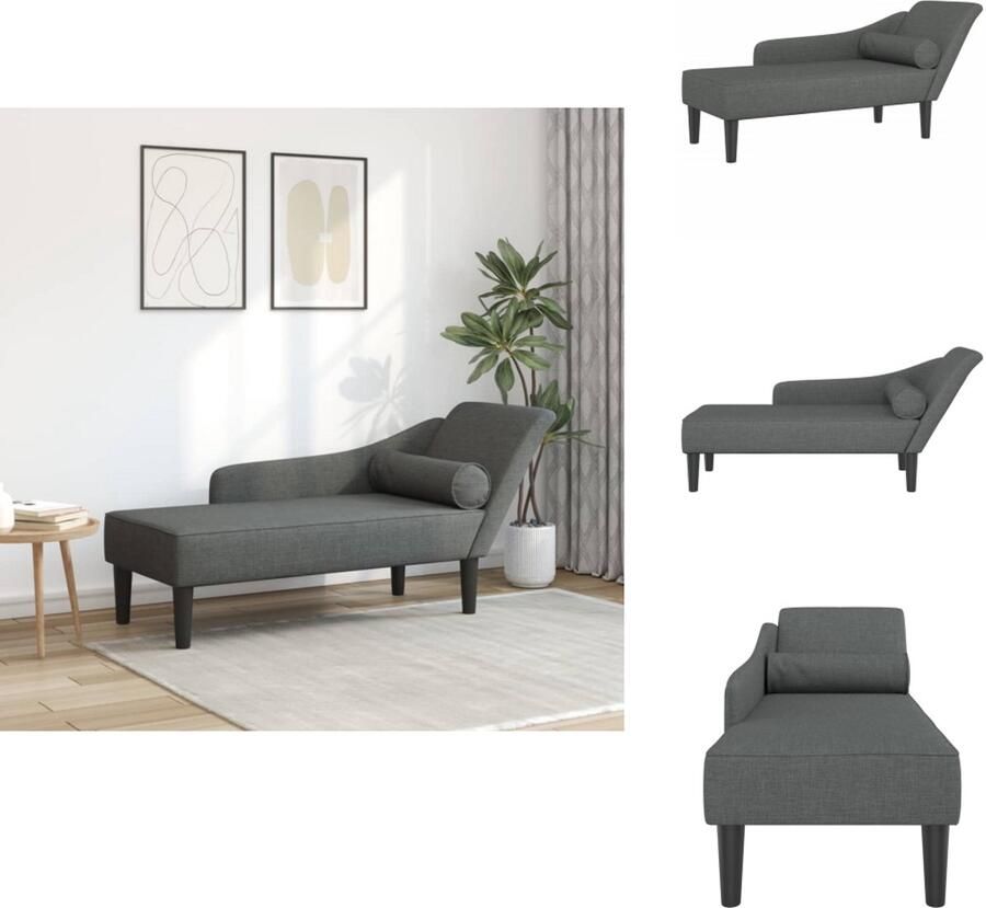 VidaXL Chaise Longue Chaise Longues Loungebank Divan Chaise longue met kussens stof donkergrijs
