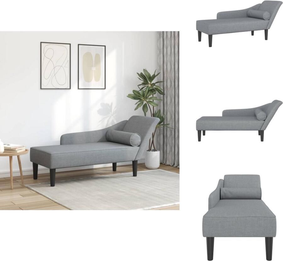 VidaXL Chaise Longue Chaise Longues Loungebank Divan Chaise longue met kussens stof lichtgrijs