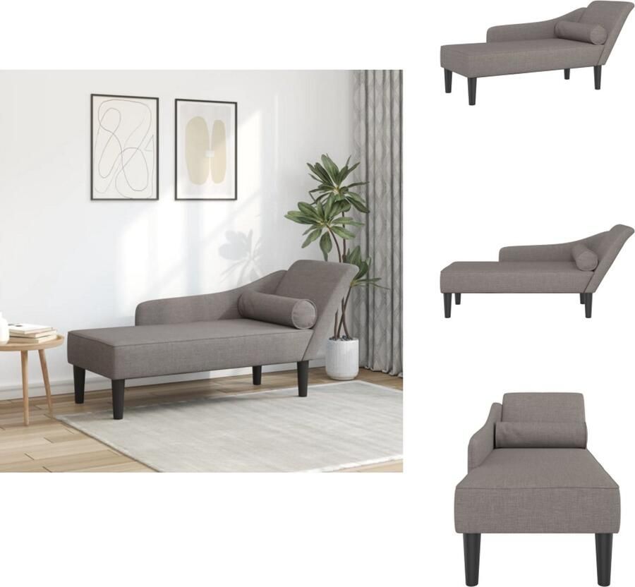 VidaXL Chaise Longue Chaise Longues Loungebank Divan Chaise longue met kussens stof taupe