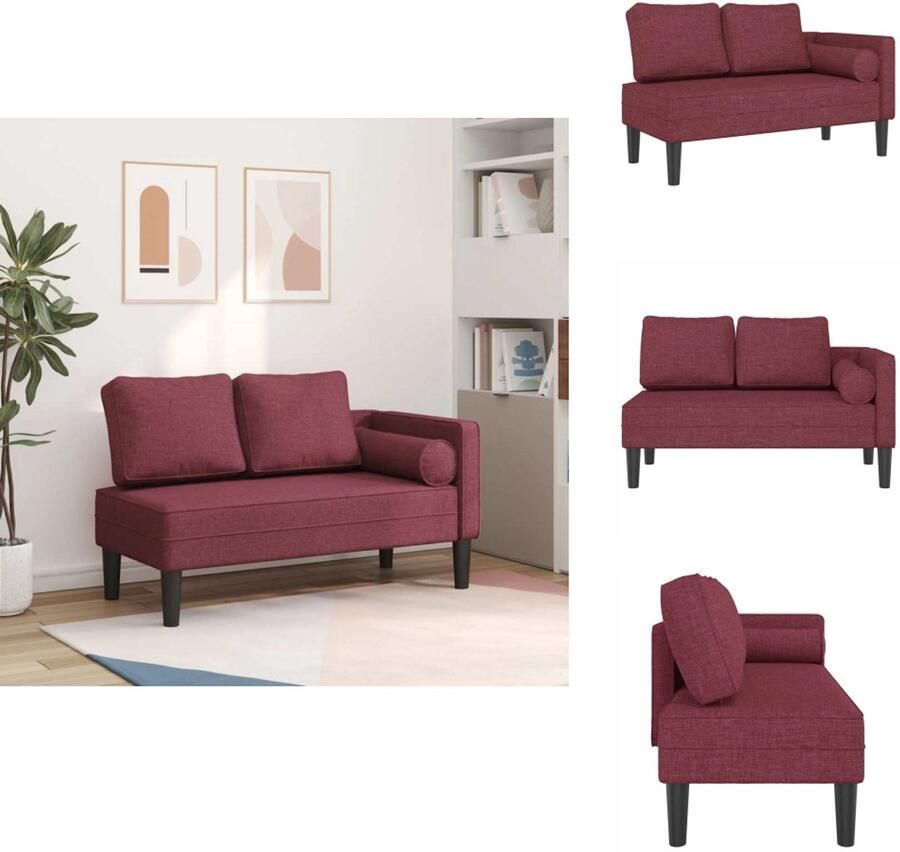 VidaXL Chaise Longue Chaise Longues Loungebank Divan Chaise longue met kussens stof wijnrood