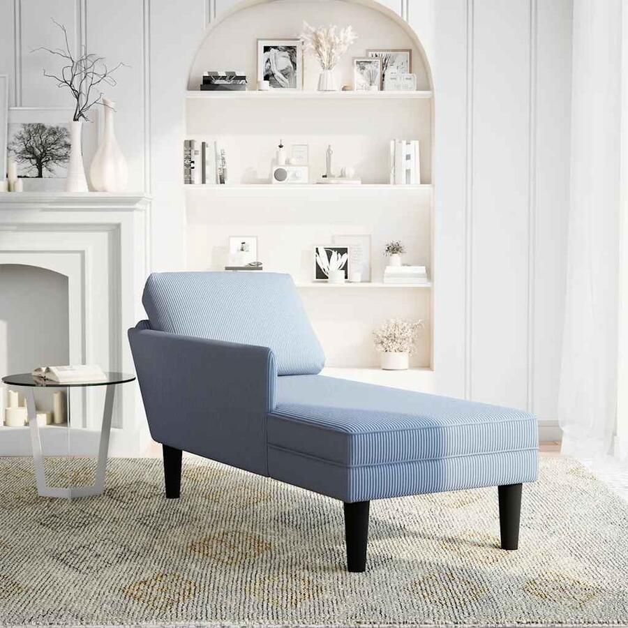 VidaXL Chaise Longue Corduroy Blauw met Kussen Chaise Longue Chaise Longues Chaise Lounge Stoel Chaise Lounge Fauteuil