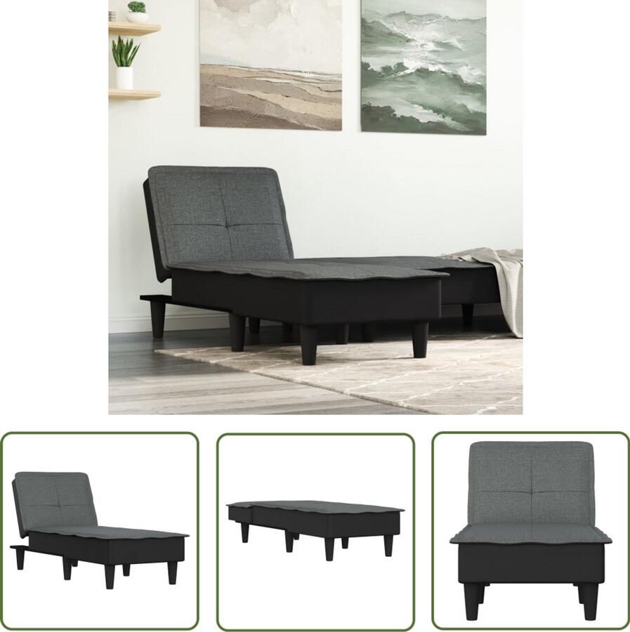 VidaXL Chaise Longue Donkergrijs Comfortabel Design Chaise Lounge Loungebank Relaxfauteuil Fauteuil Grijs Stof Meubilair