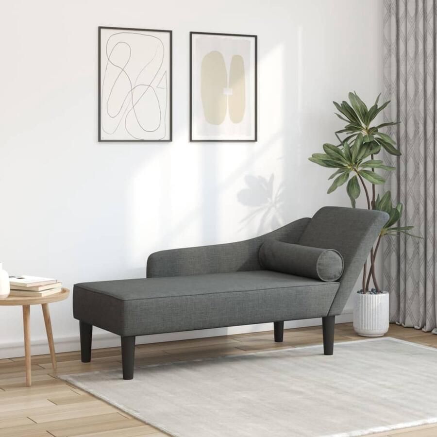 VidaXL Chaise longue Donkergrijs Inclusief kussen Chaise Longue Chaise Longues Loungebank Divan