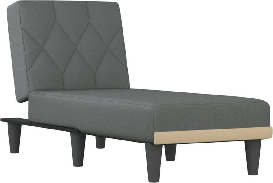 VidaXL Chaise longue Donkergrijs Stof 140 cm Verstelbare Chaise Lounge Loungebank Relaxfauteuil Donker Grijze Fauteuil Chaise Longue Grijs Ergonomische Stoel Leesbank