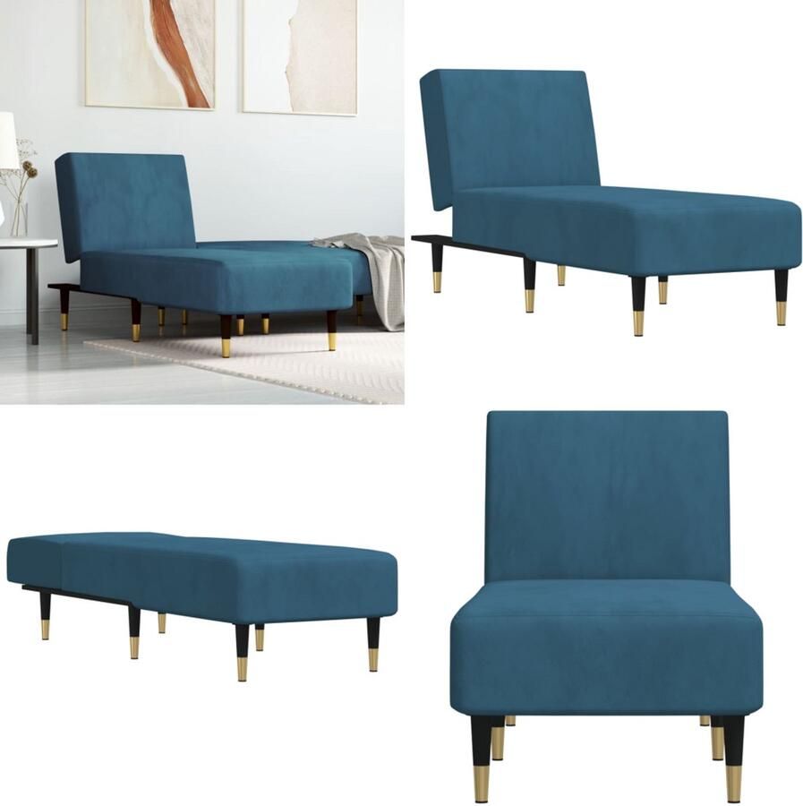 VidaXL Chaise longue fluweel blauw Chaise Longue Chaise Longues Loungebank Divan