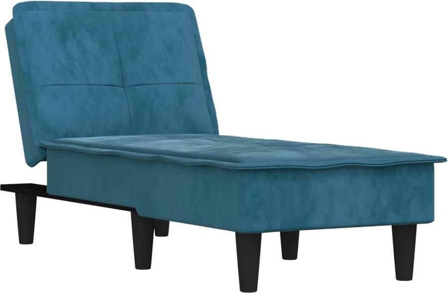 VidaXL Chaise longue Fluweel Blauw Chaise Lounge Loungebank Relaxfauteuil Blauwe Fauteuil Fluweelfauteuil Stoffen Fauteuil